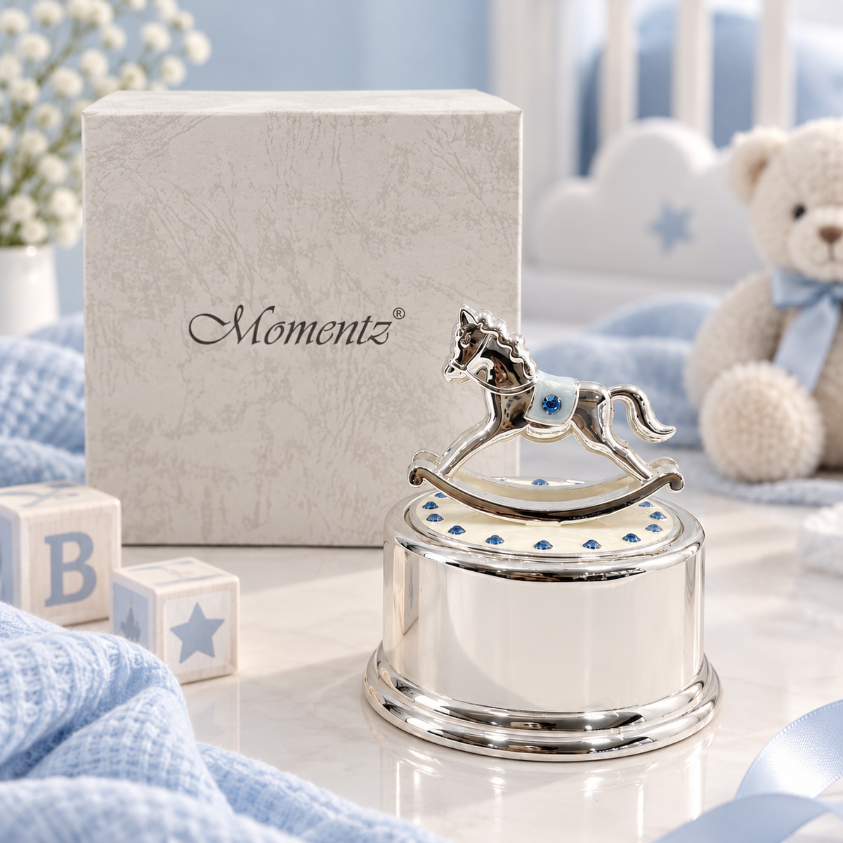 Music box with rocking horse