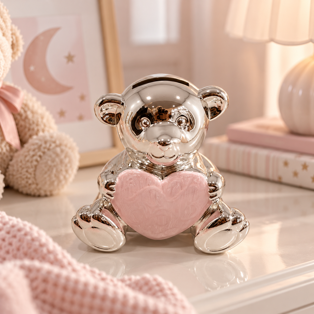 Teddy bear with heart money box