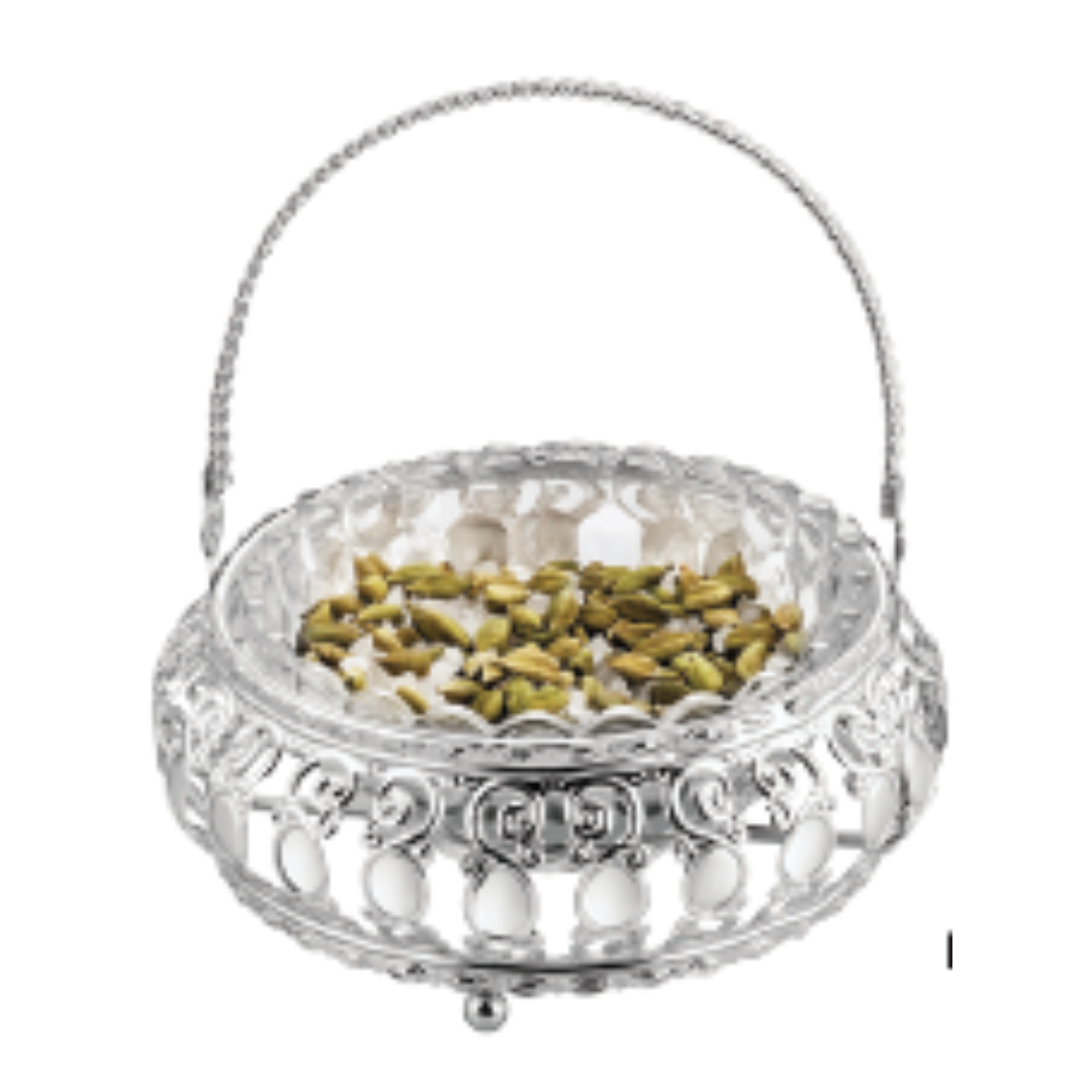 Basket with Glass bowl Silver