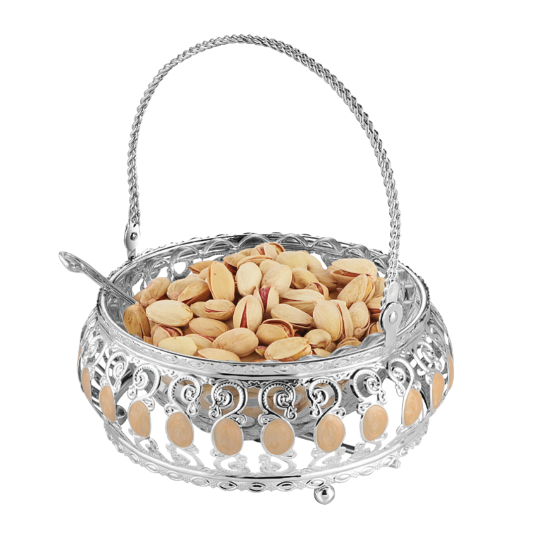 Basket with Glass bowl Peach