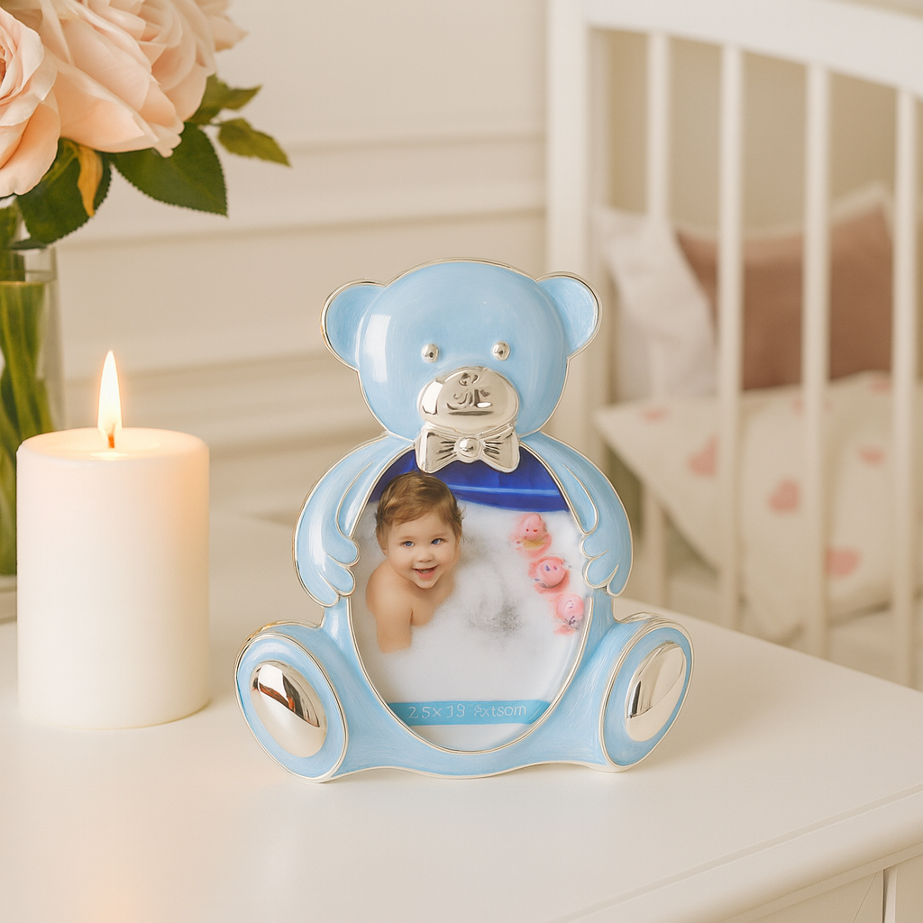 TEDDY BEAR PHOTO FRAME BLUE