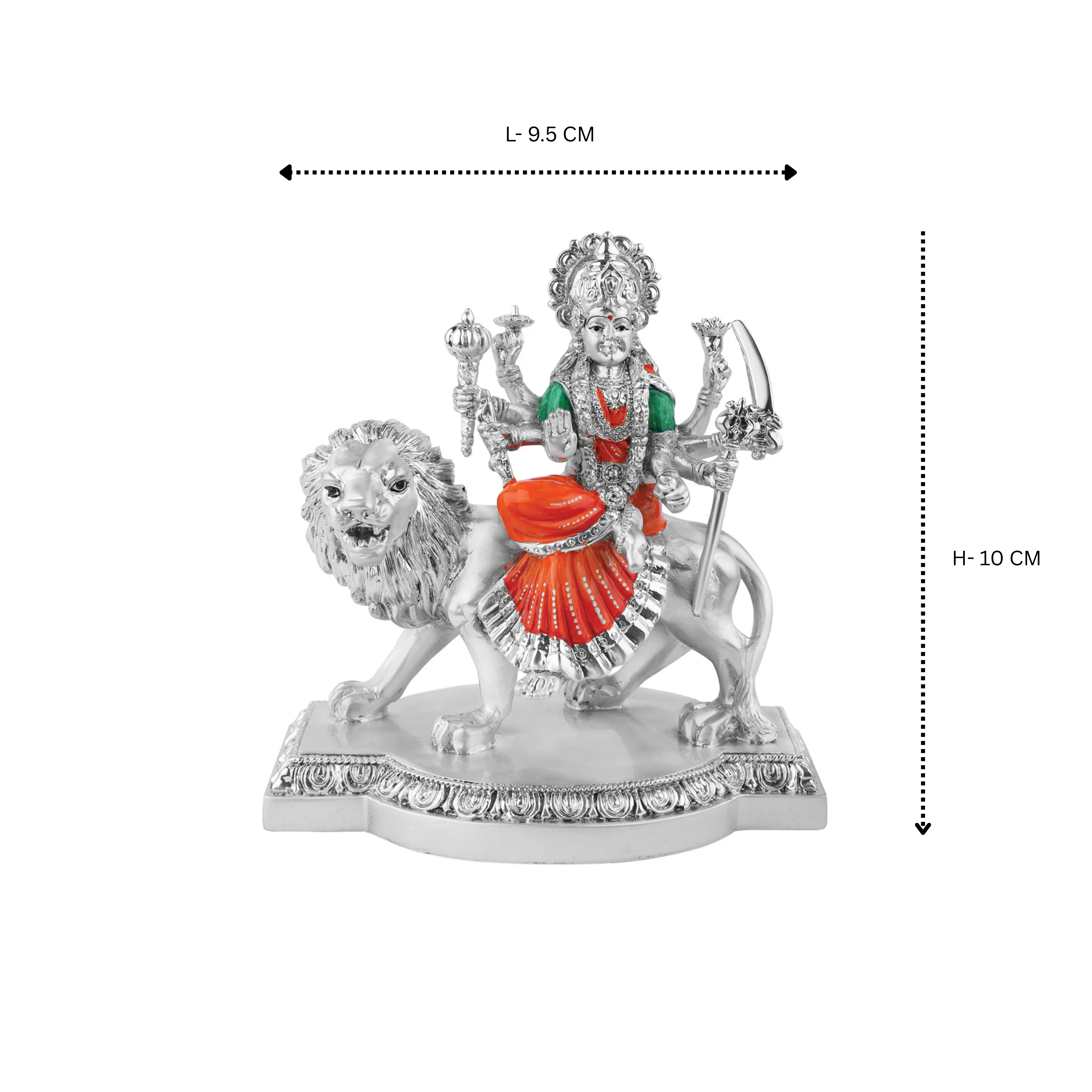 Colored Small Durga Maa Murti (H-10 cm) | Durga Maa Statue for Pooja | Vaishno Devi Mata Idol for puja