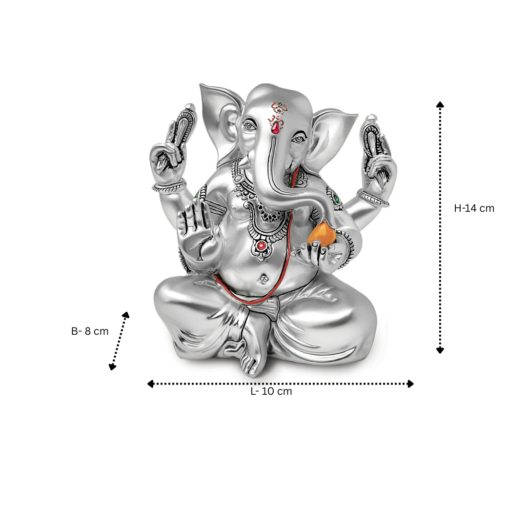 Glossy Ganesha (h-14 cm)- Silver
