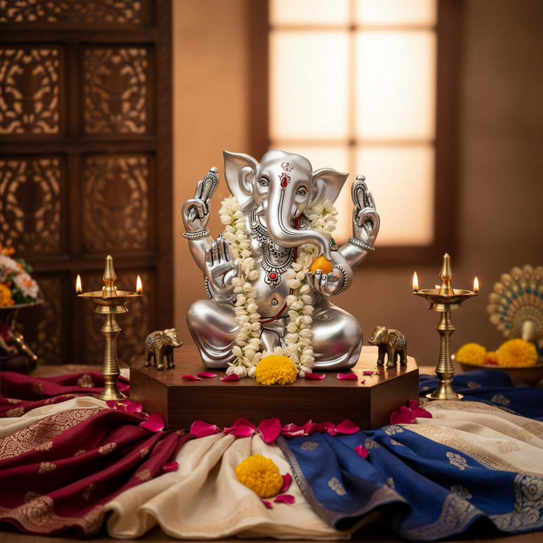 Matt Ganesha (h-14 cm)- Silver