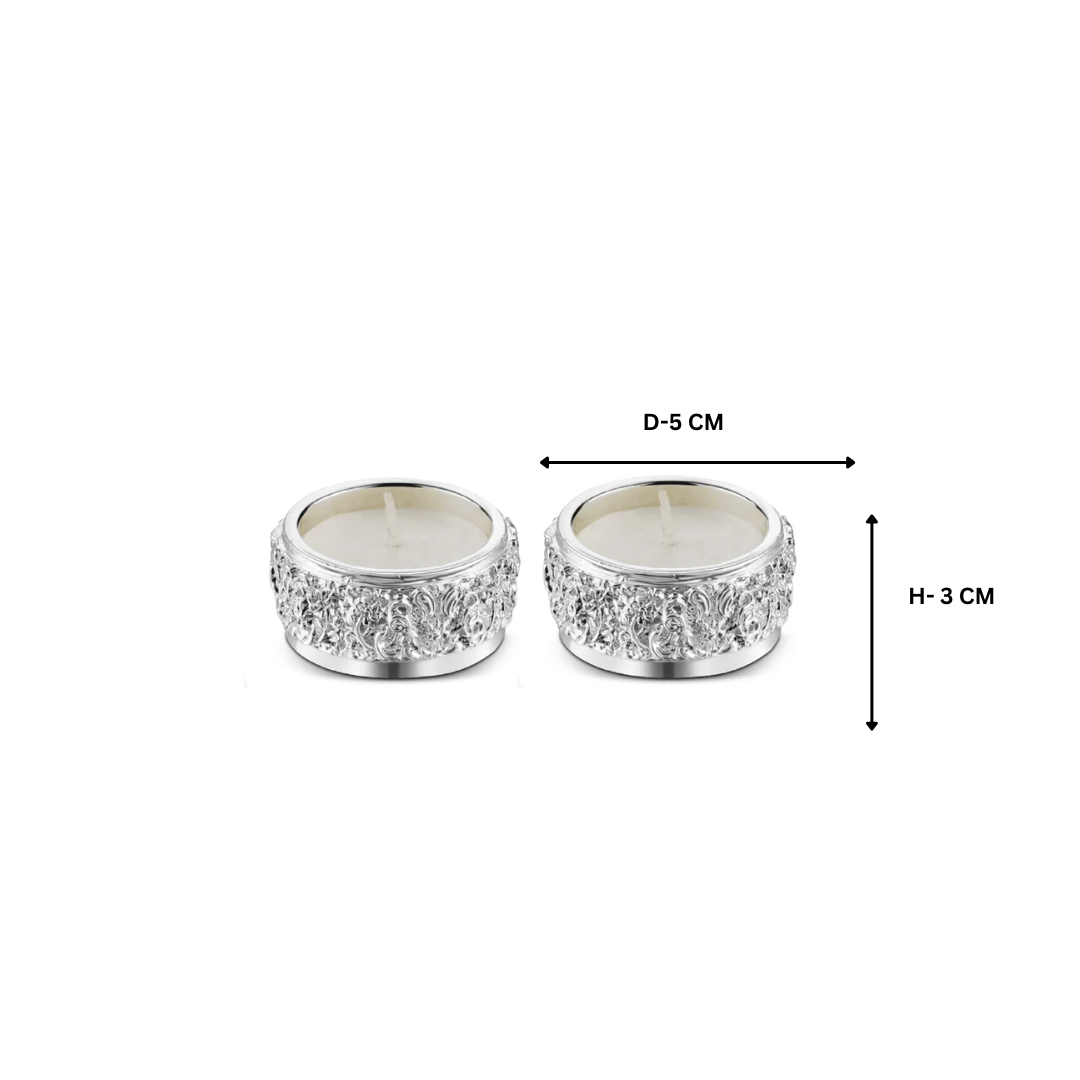 Round Tea Light Silver Set of 2