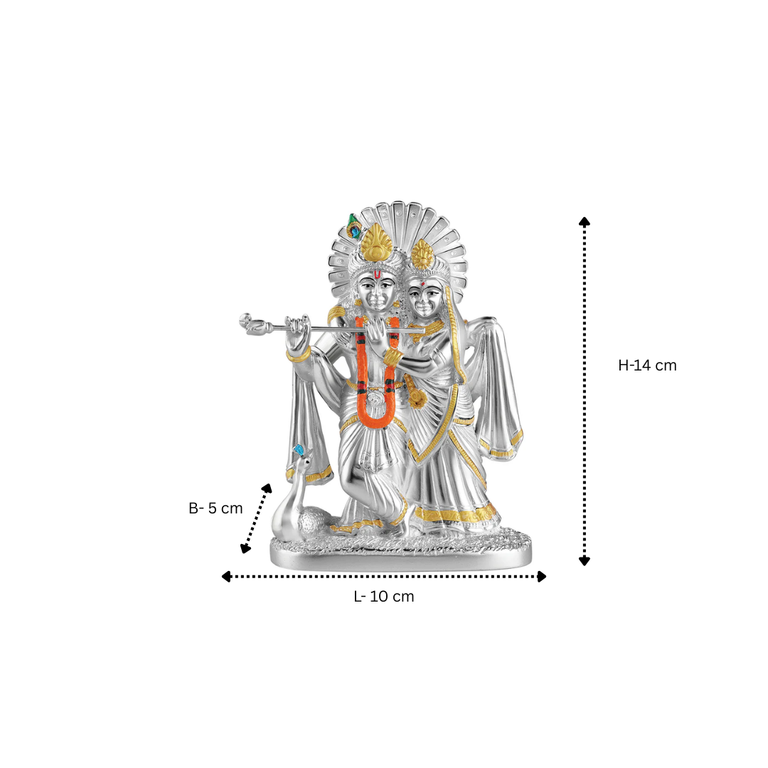 God Idols Radha Krishna Small - Silver
