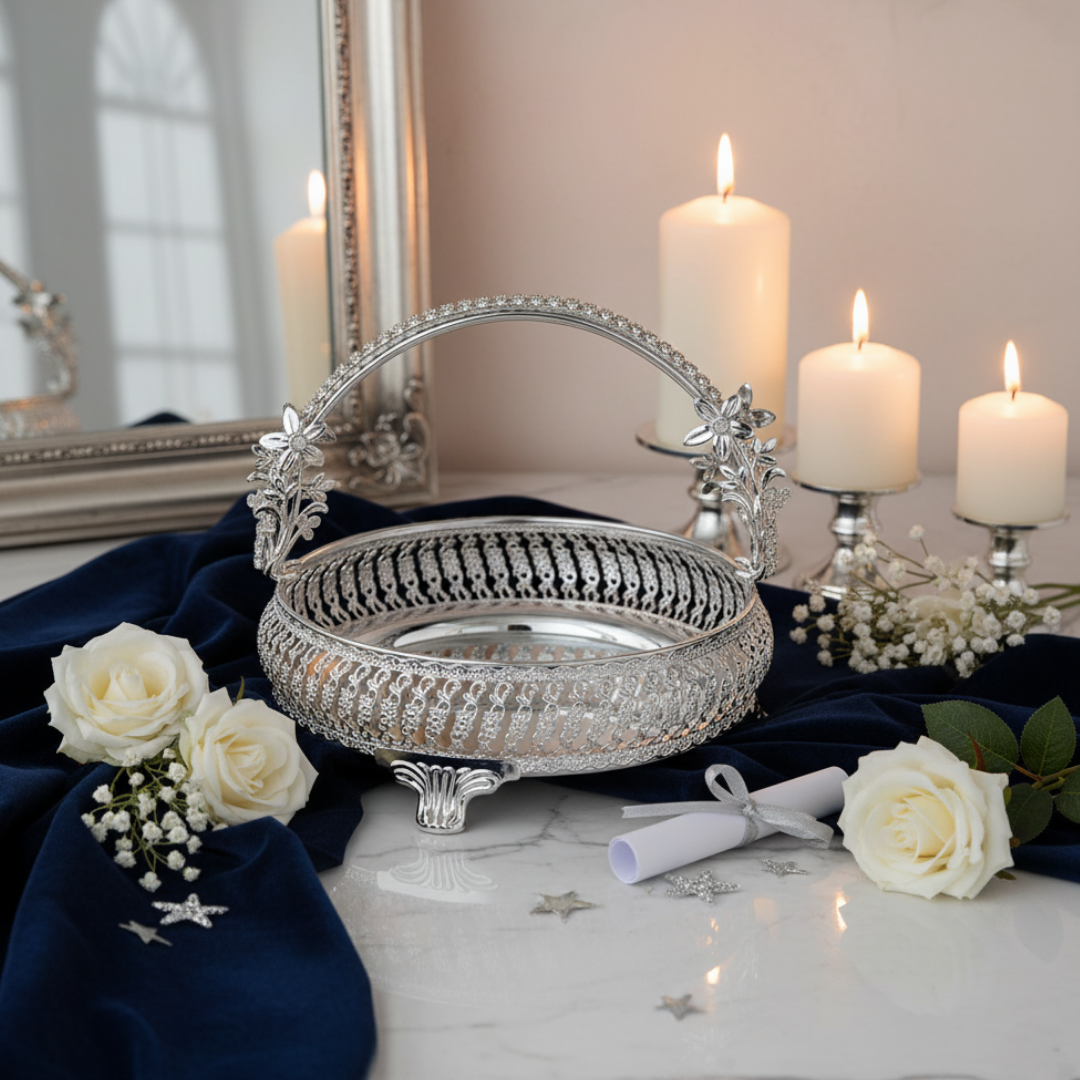 Basket With handle Silver