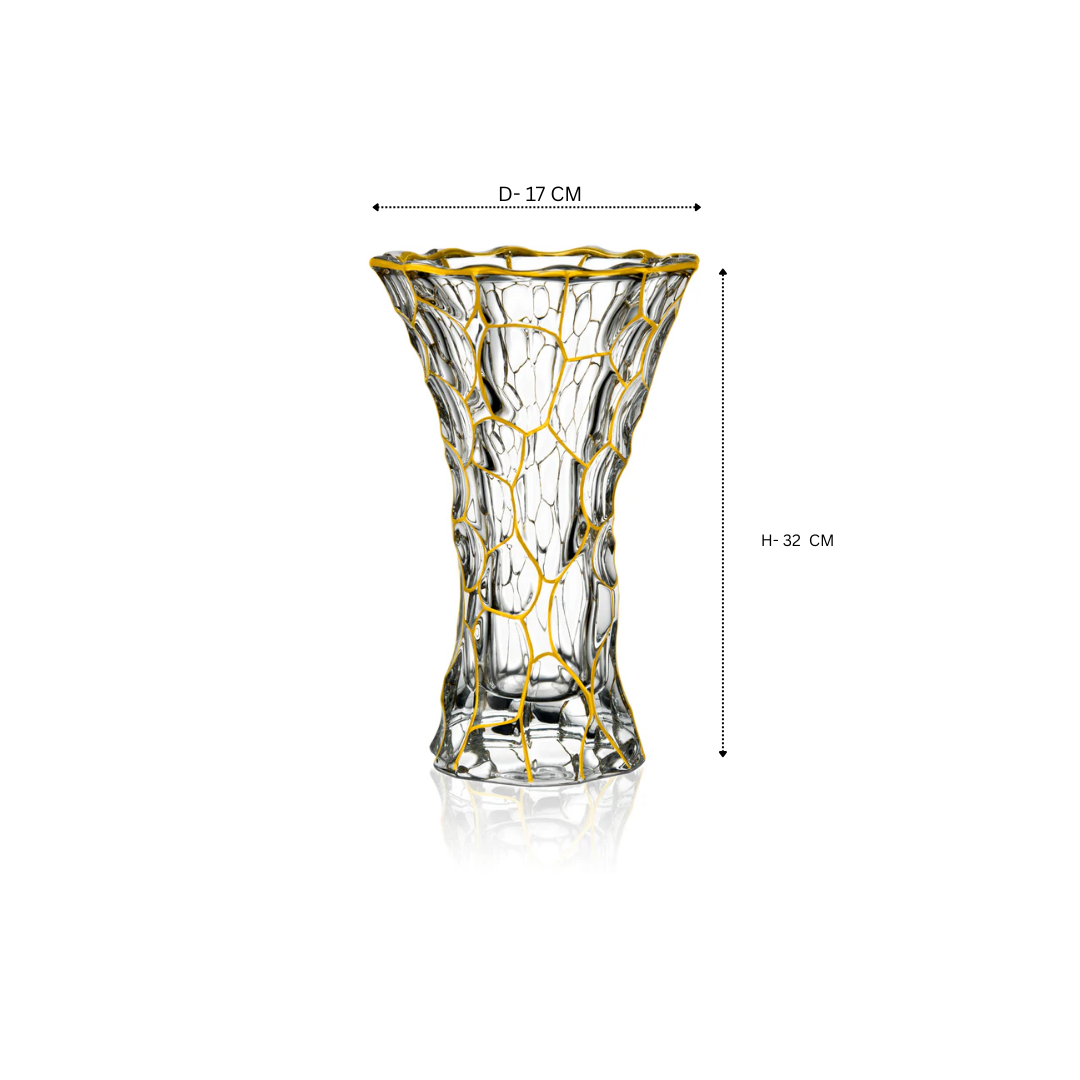 Weave art design vase with golden lining