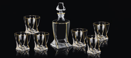 Twisted Whiskey Glasses Set of 6 With Decanter