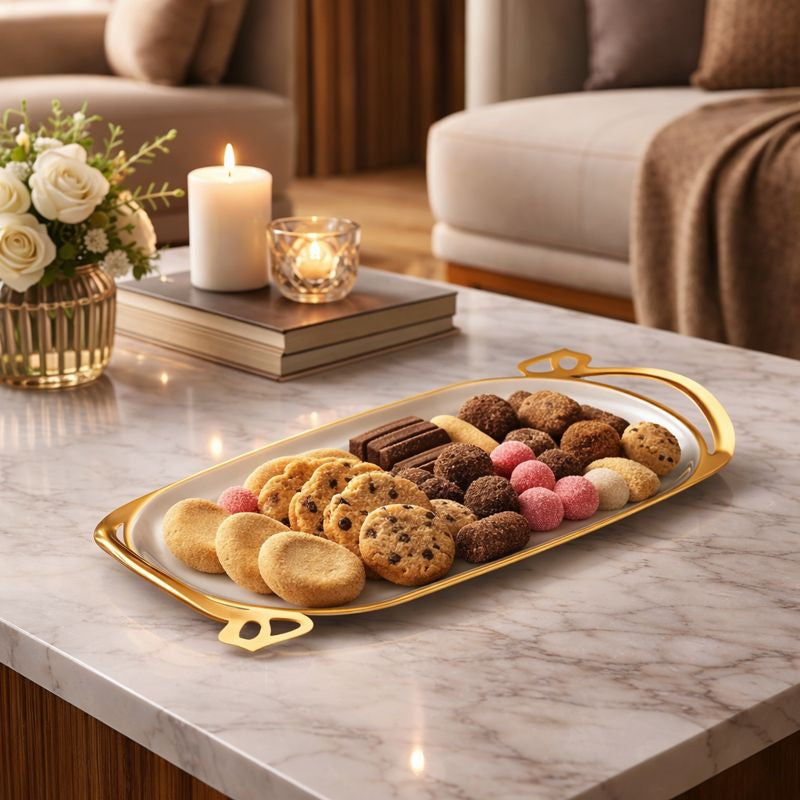 Cutwork Oval Designer Tray Dual Tone