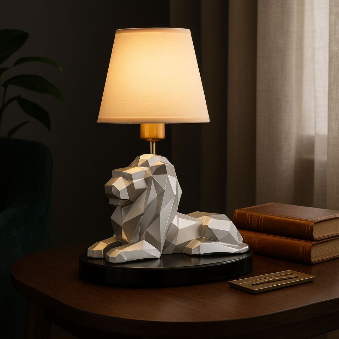 Geometric Lion Table Lamp with Warm Shade (H-47CM)