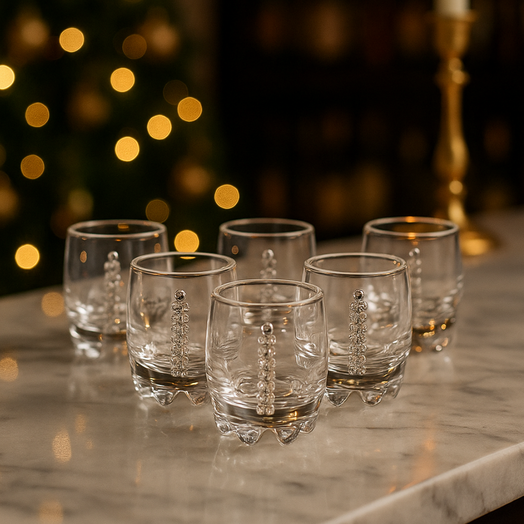 Set of 6 Swarovski Jeweled Vodka Shooter Glasses CLEAR