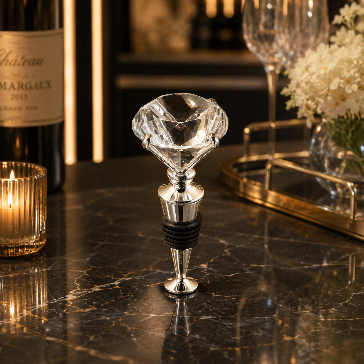 Diamond Wine Stopper – Silver
