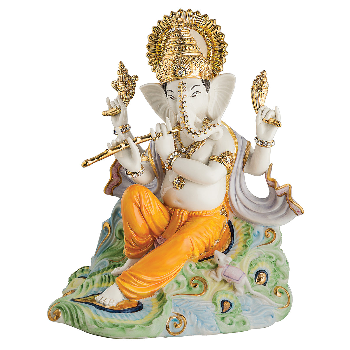 Peacock Ganesha (Porc)- Colored