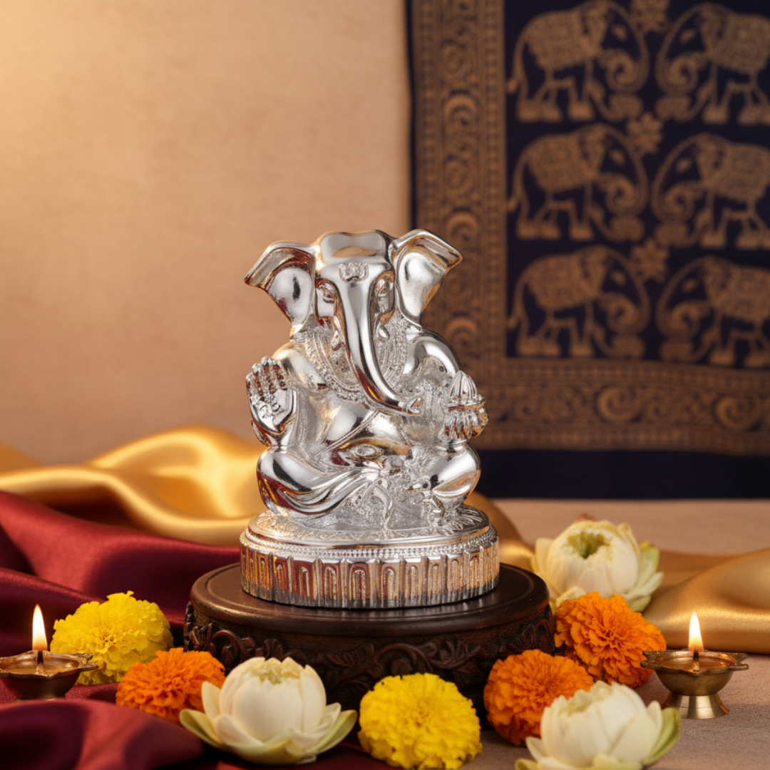 Small Ganesha Silver + glossy (h-10 cm)