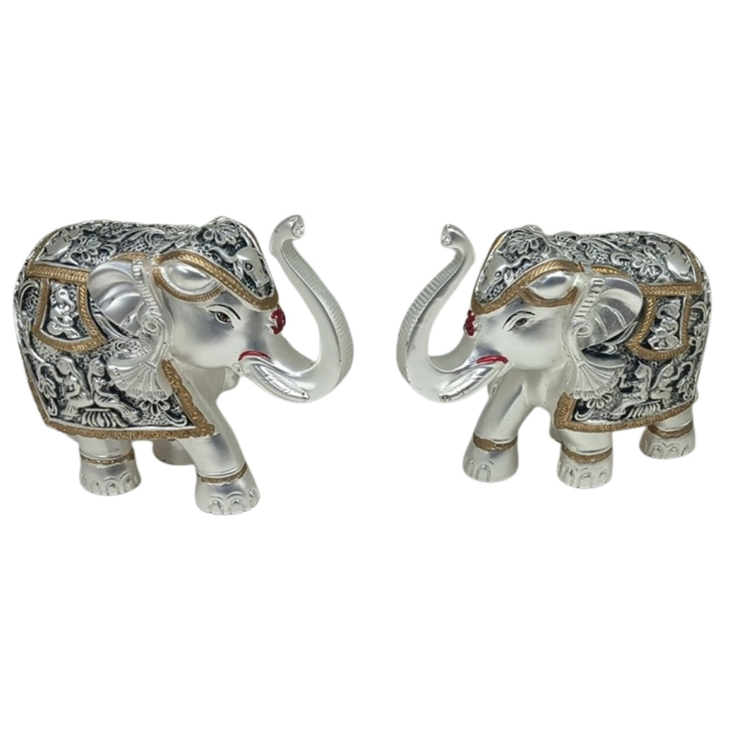 Pair of Silver Elephant 3.8 inch / 9.5 cm