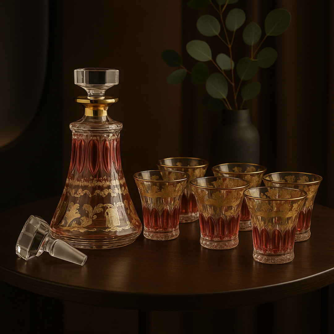 7pc whisky set with decanter - Pink