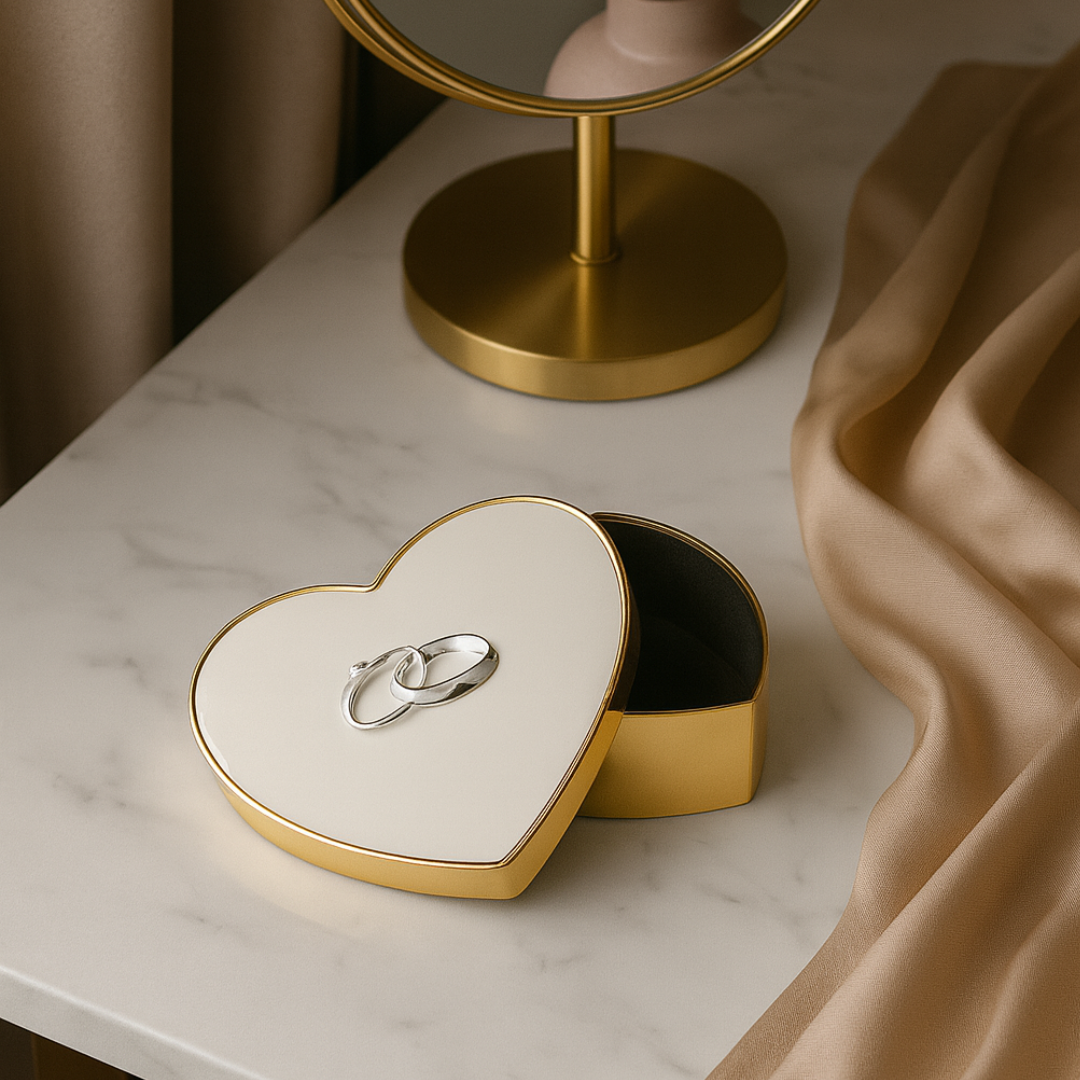 Heart Shape Ring Box-Golden