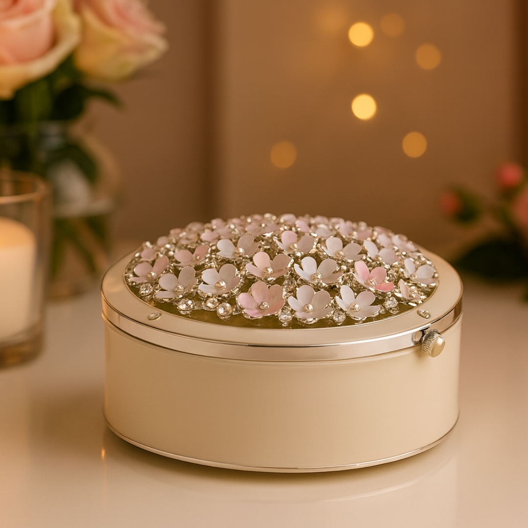Flowers Round Trinket Box Colored
