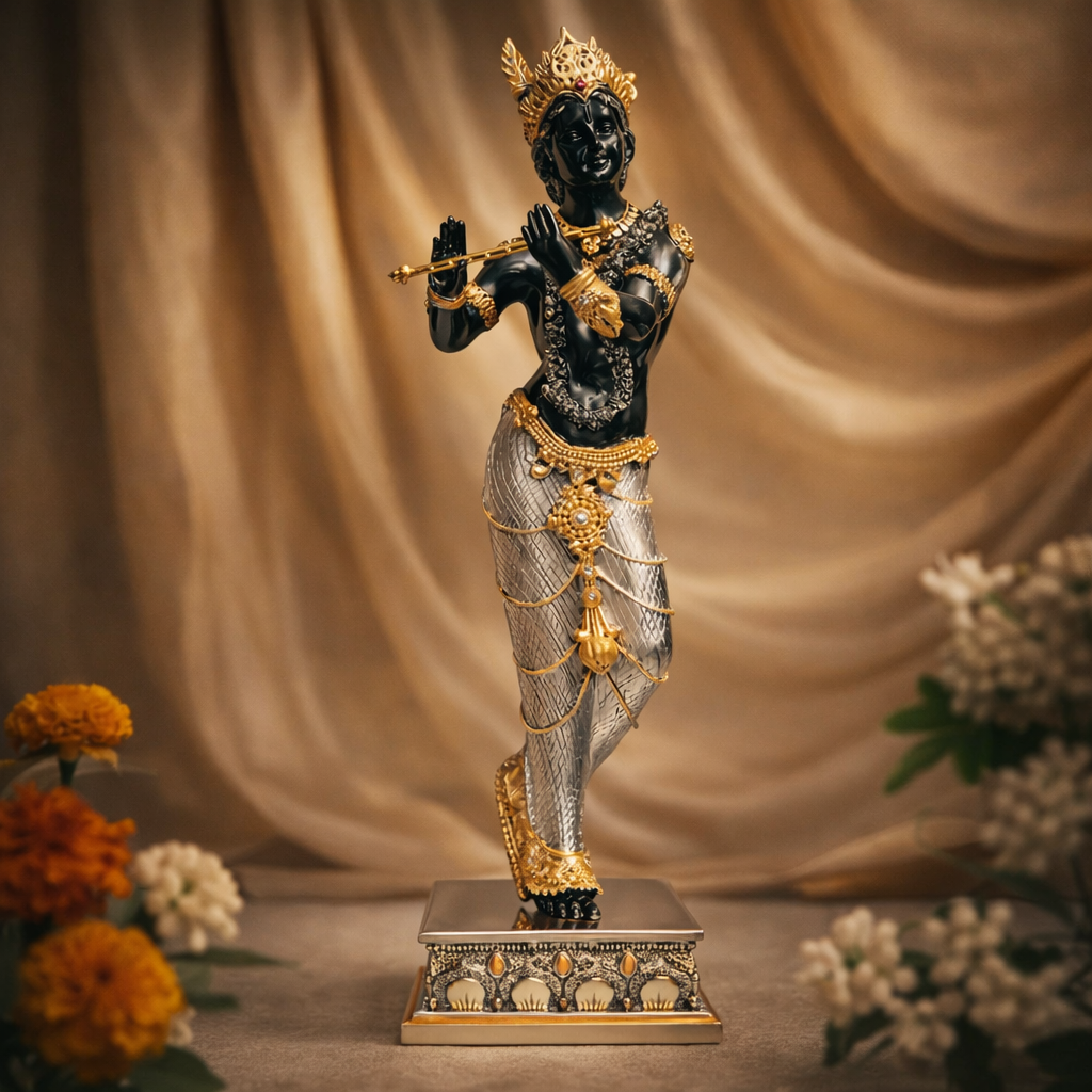 Standing Krishna (h-45 cm) Black