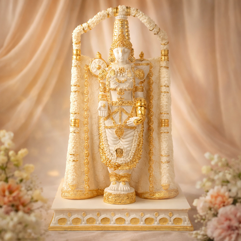 Balaji Maharaj Floral Arch Divine Idol