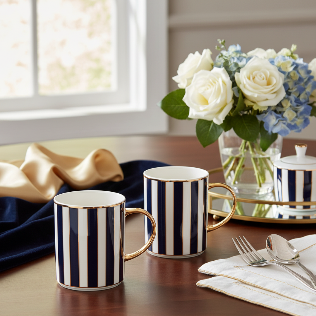 SET Of 2 MUG ROYAL BLUE SIGNATURE PORCELAIN