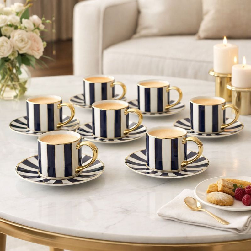 ROYAL BLUE SIGNATURE PORCELAIN (6 Cup and 6 Sauser)