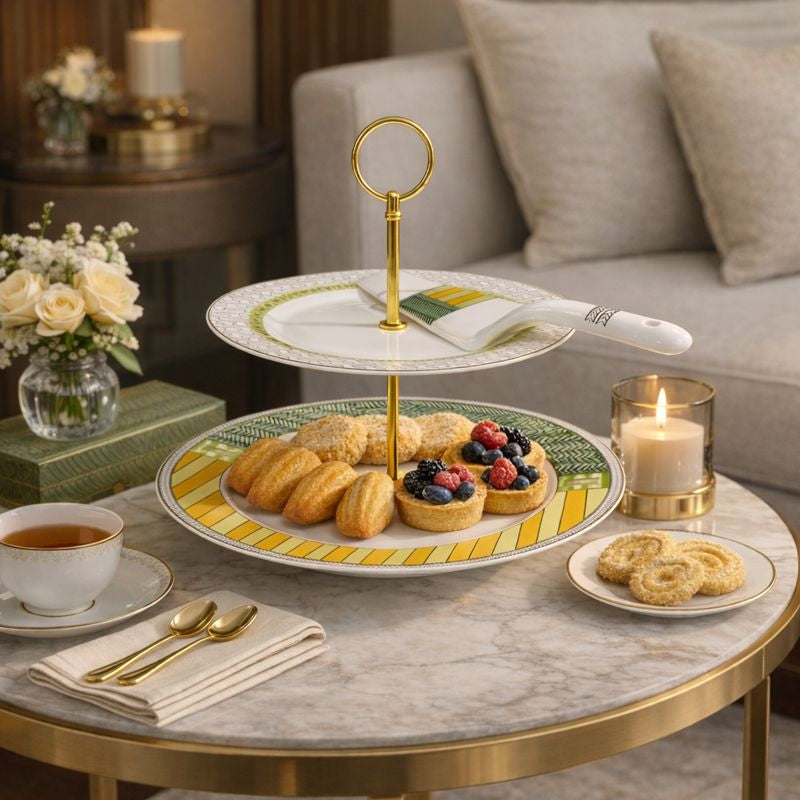 Forest Mosaic 2 Tiers Cake Stand