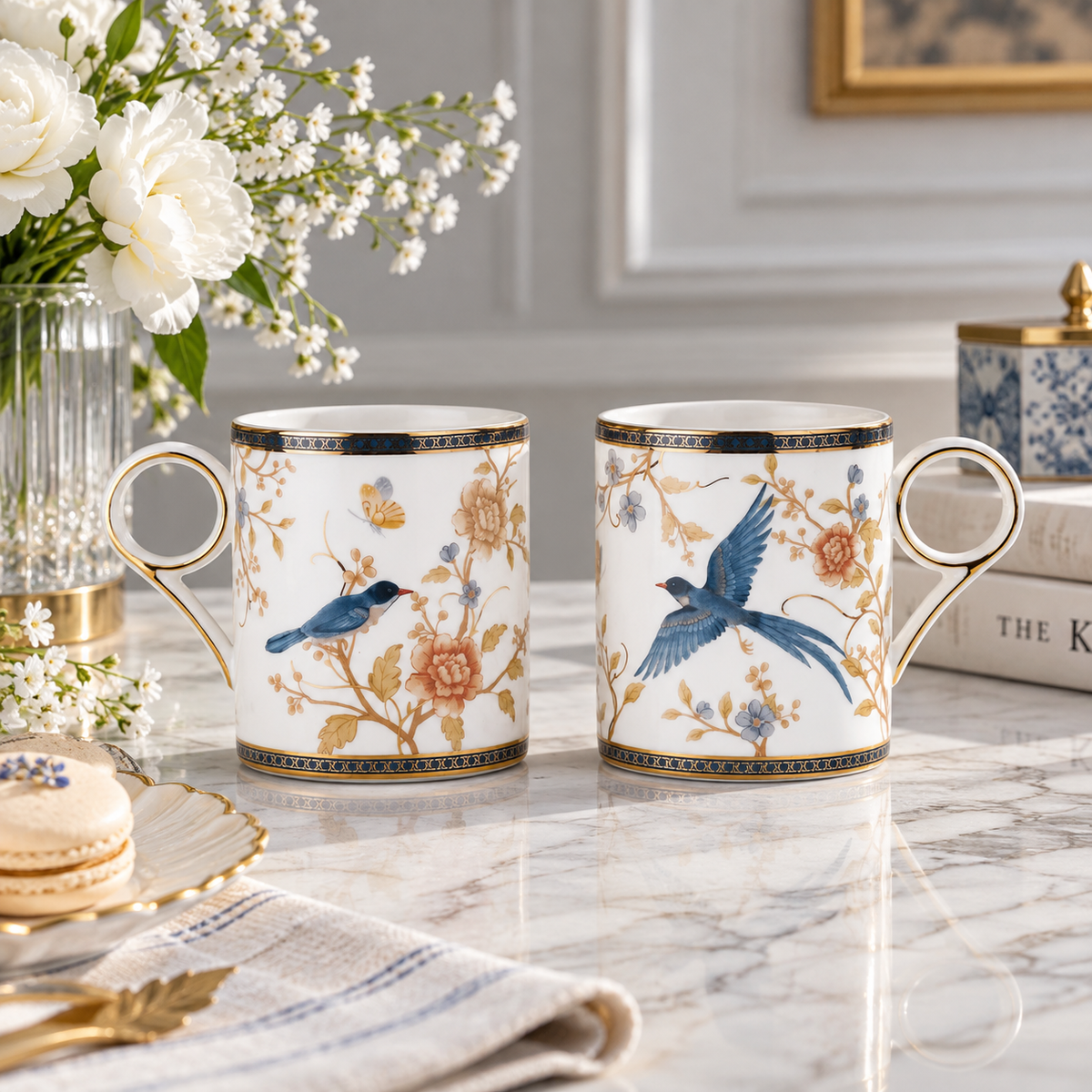 Blooming bluebird paradise 2 pc mug set