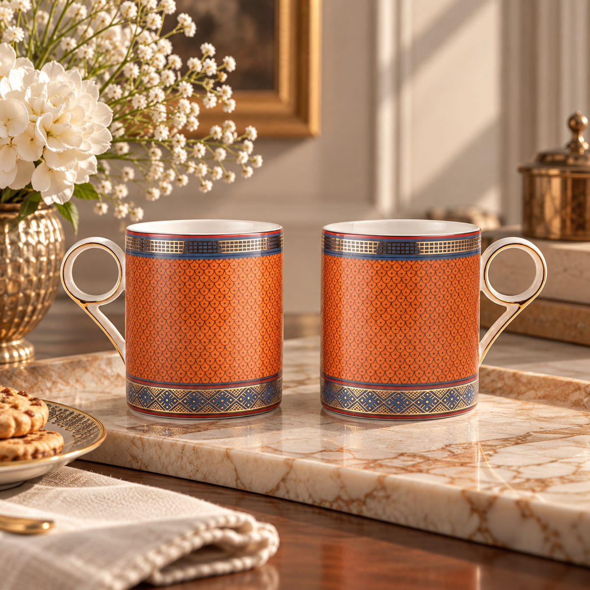 Sienna mosaic 2pc mug set