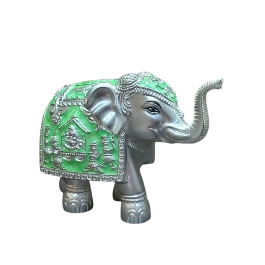 Silver Sea Green Meena Elephant Medium