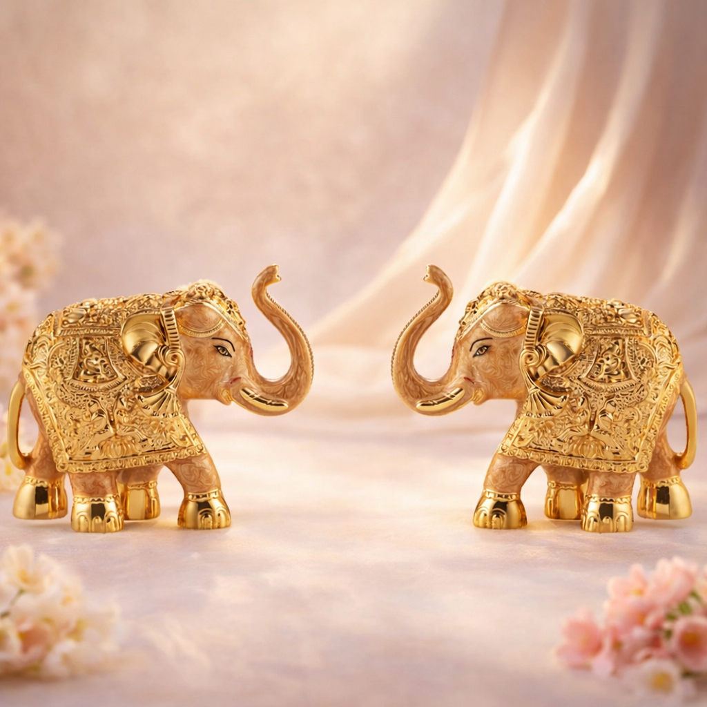 Set of 2 Gold Pearl Meena Medium (9.5cm)