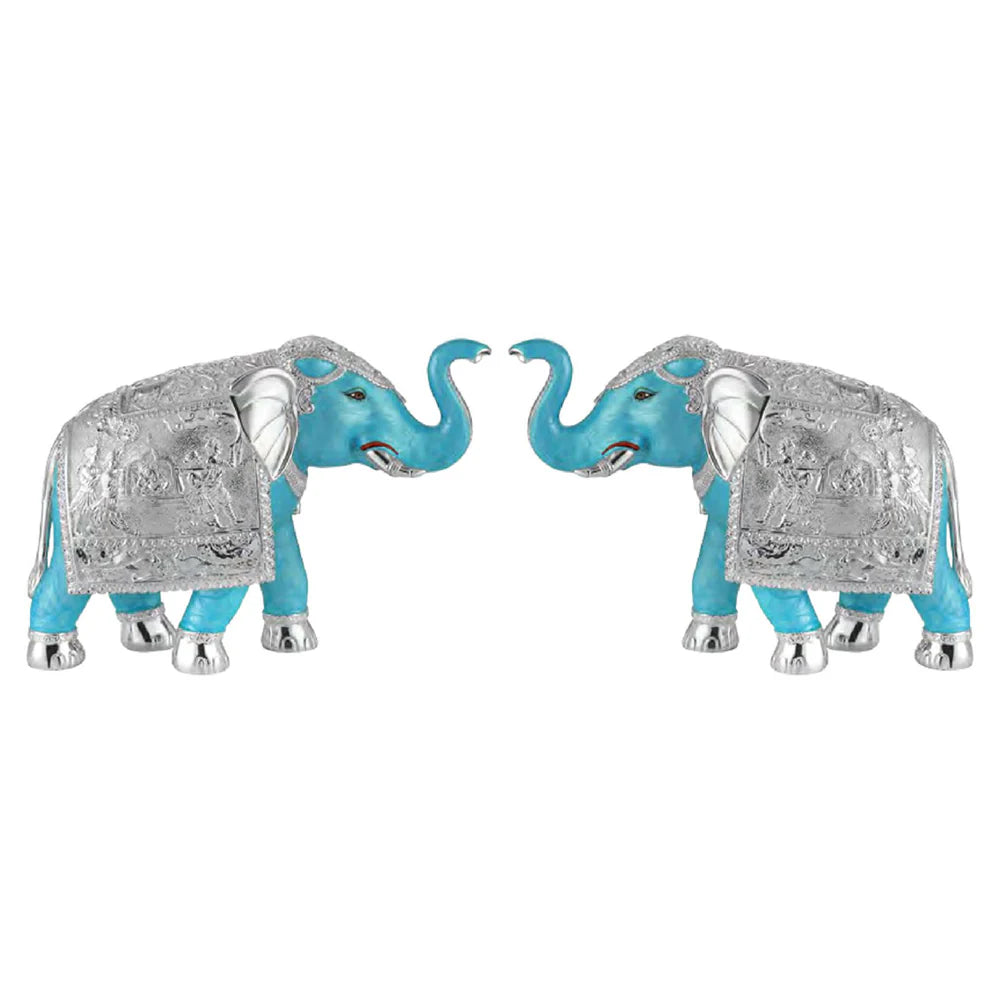 Pair of Elephant Jumbo Size Feroza Pearl