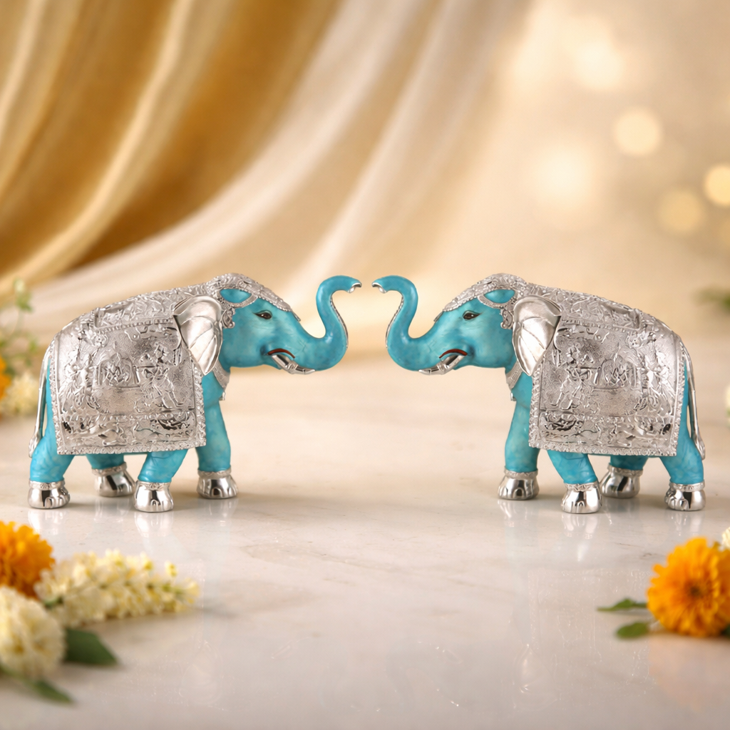 Pair of Feroza Pearl Elephant Jumbo Size