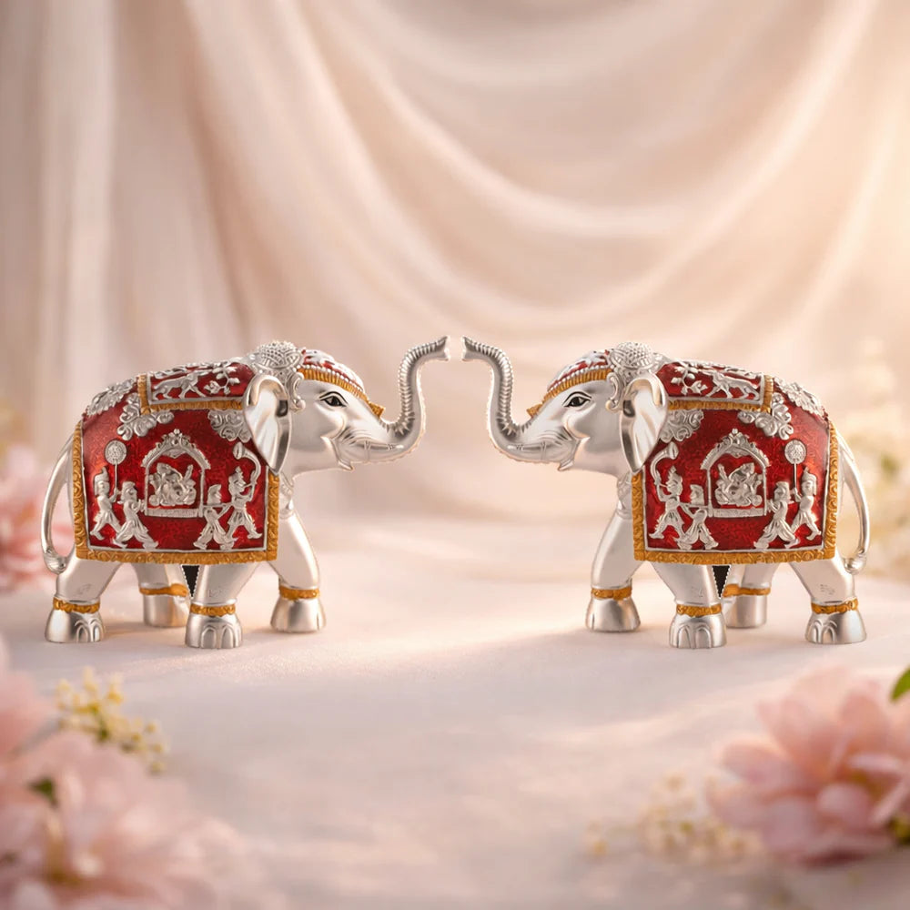 Pair of Silver Red Meena