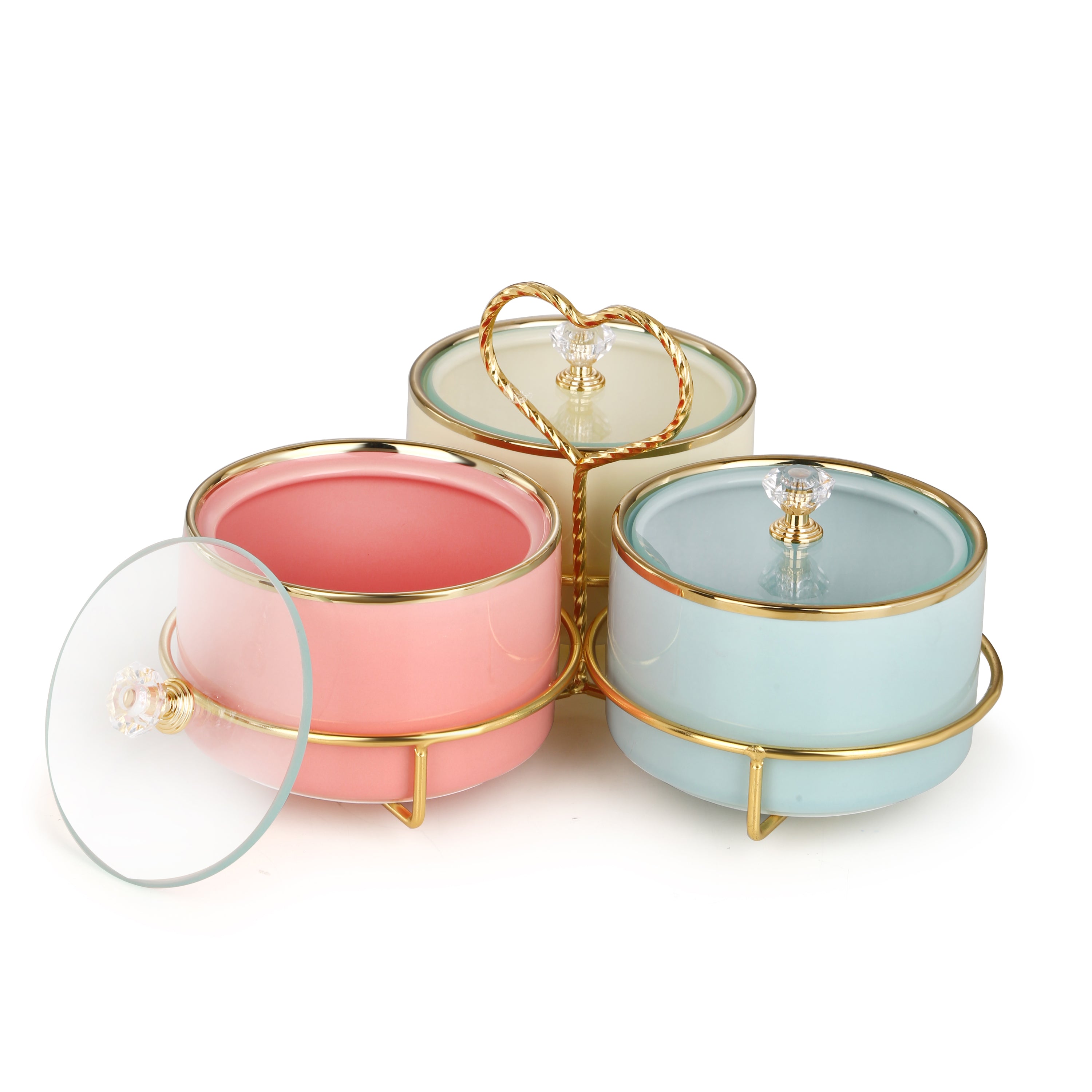 Set of 3 Bowls with Lid & Handle