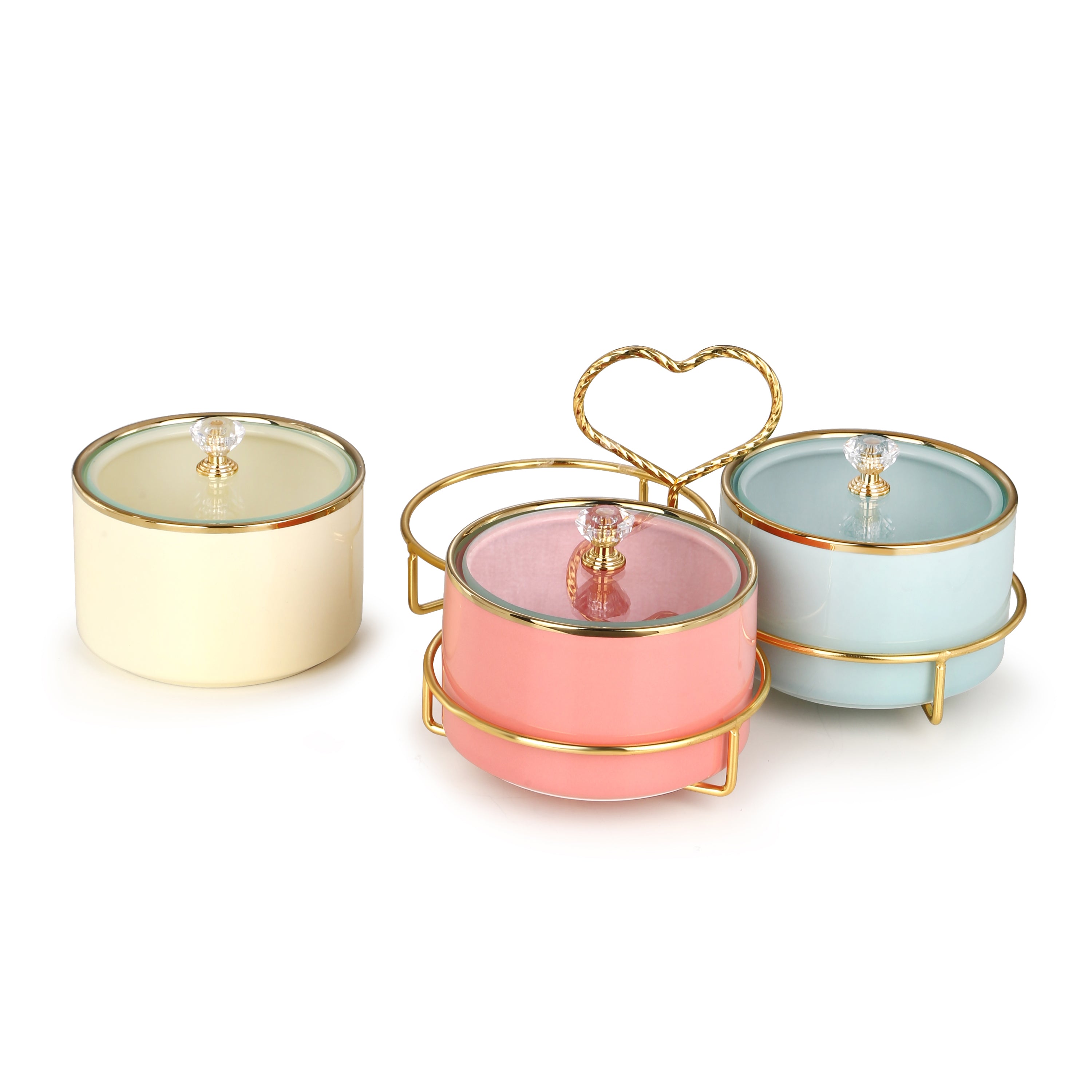 Set of 3 Bowls with Lid & Handle