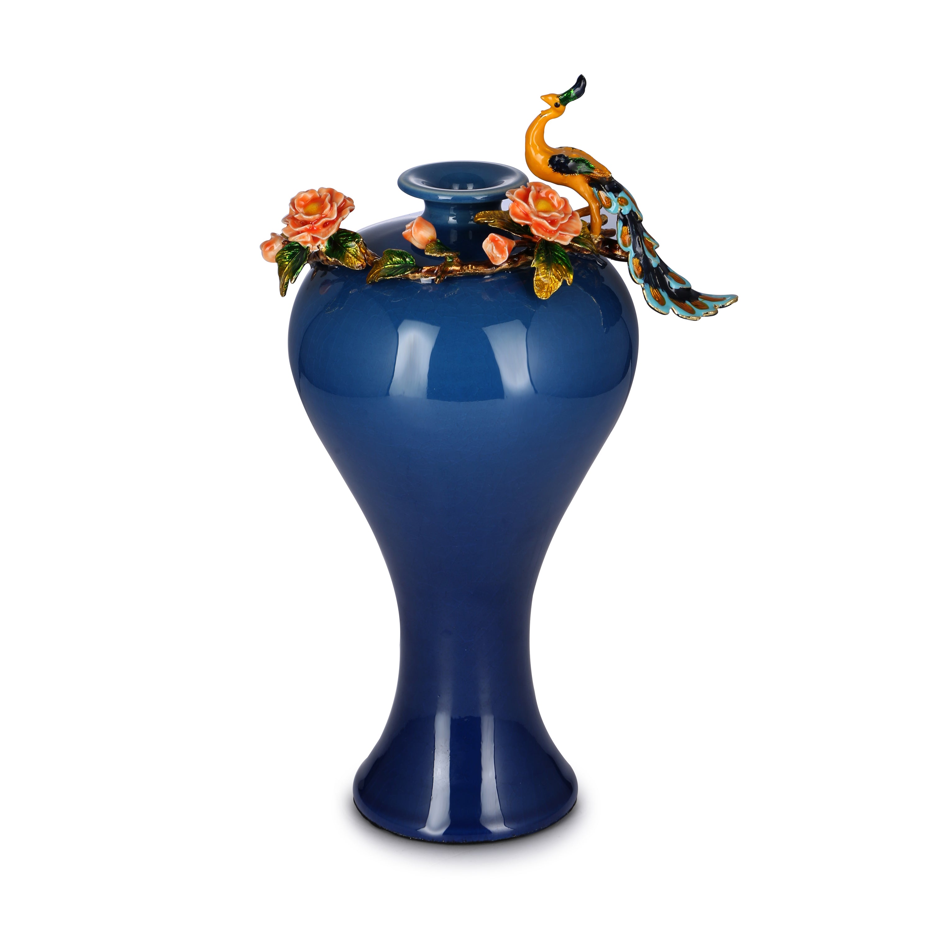 Peacock Blossom Blue Vase (TALL)