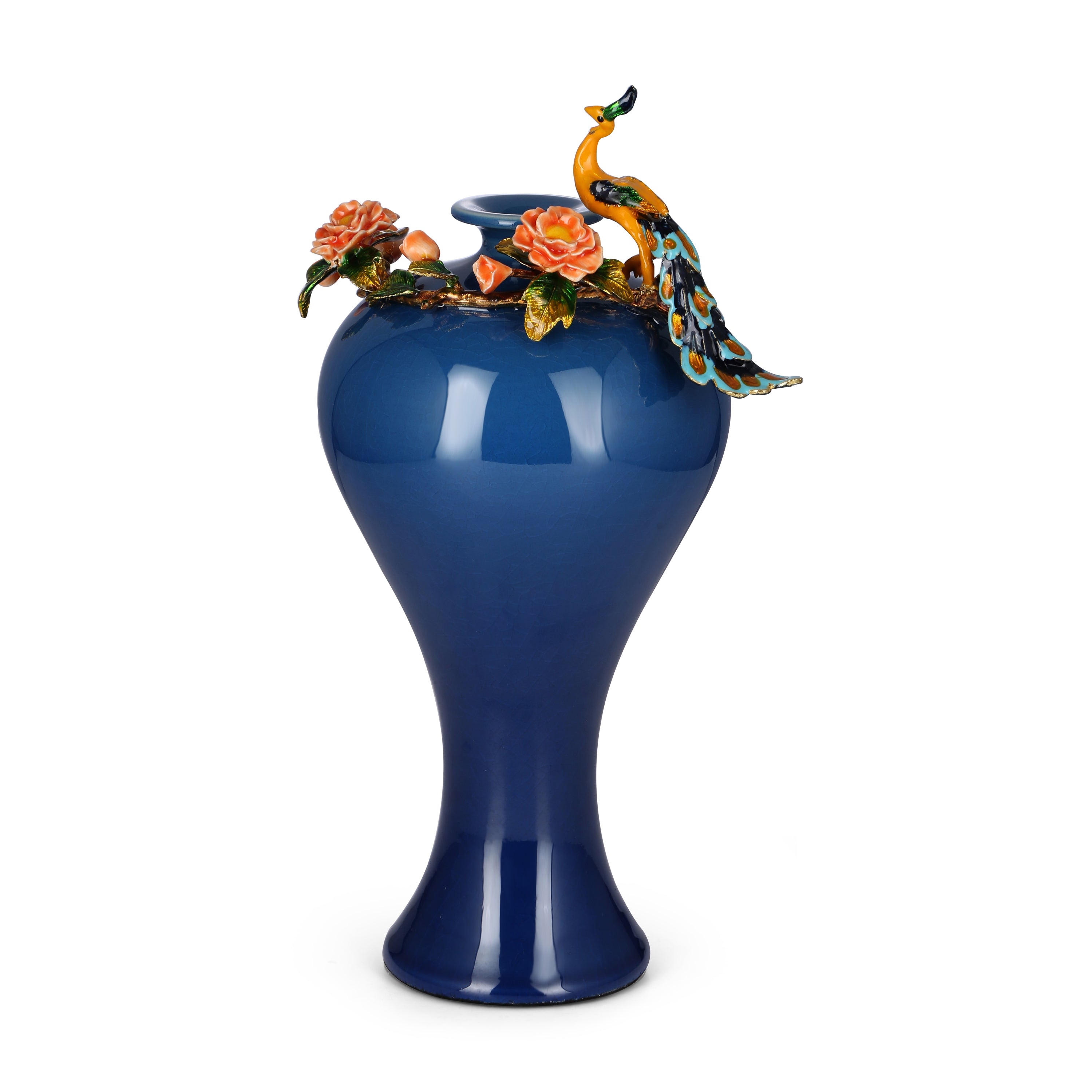 Peacock Blossom Blue Vase (TALL)
