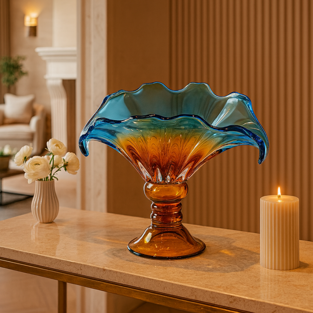 Crystal Wave Pedestal Bowl