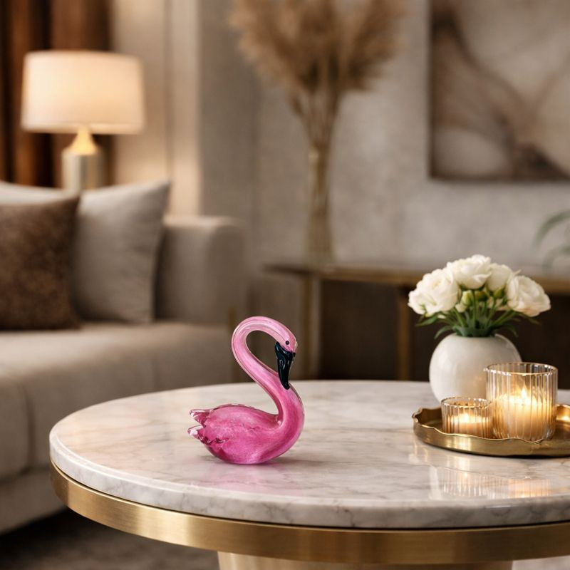 Crystal Curved Flamingo Figurine