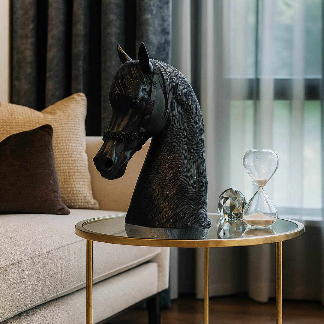 Black Crystal Horse Head Sculpture