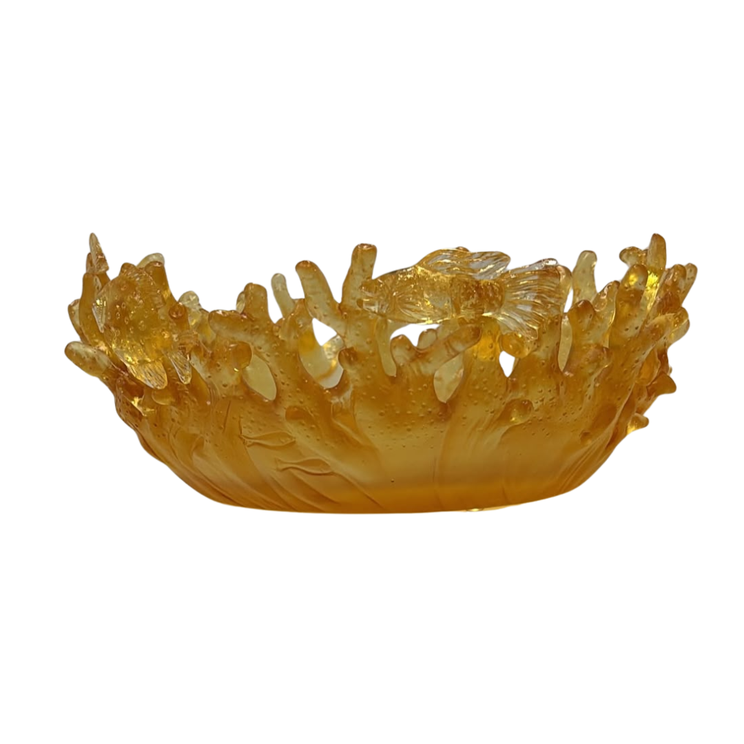 Amber Crystal Glass Coral Reef Bowl