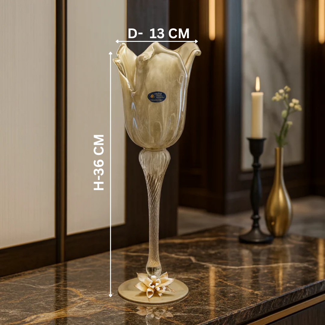 Murano Decorative Grey Fluted Vase