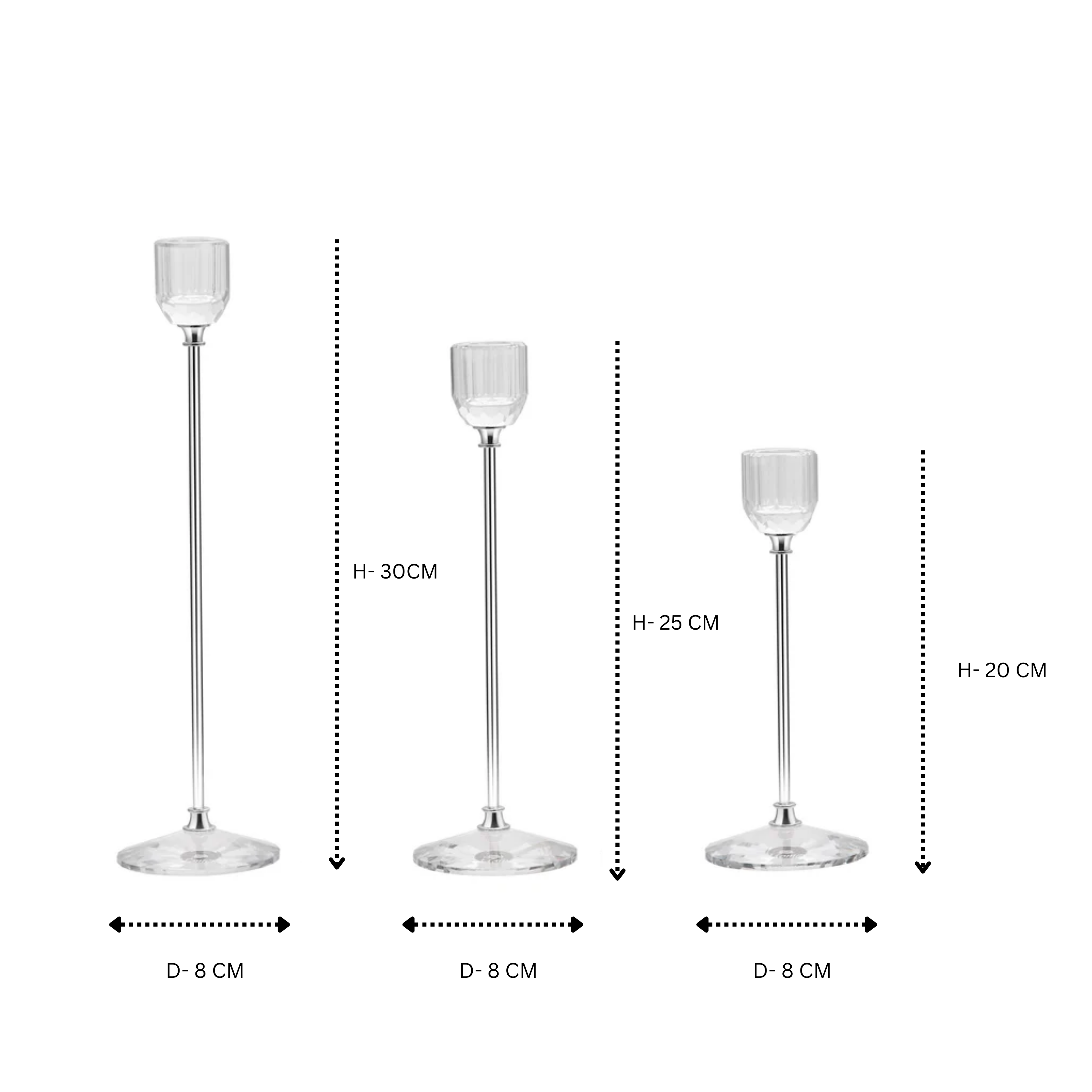 Set of 3 Crystal Candle Holder