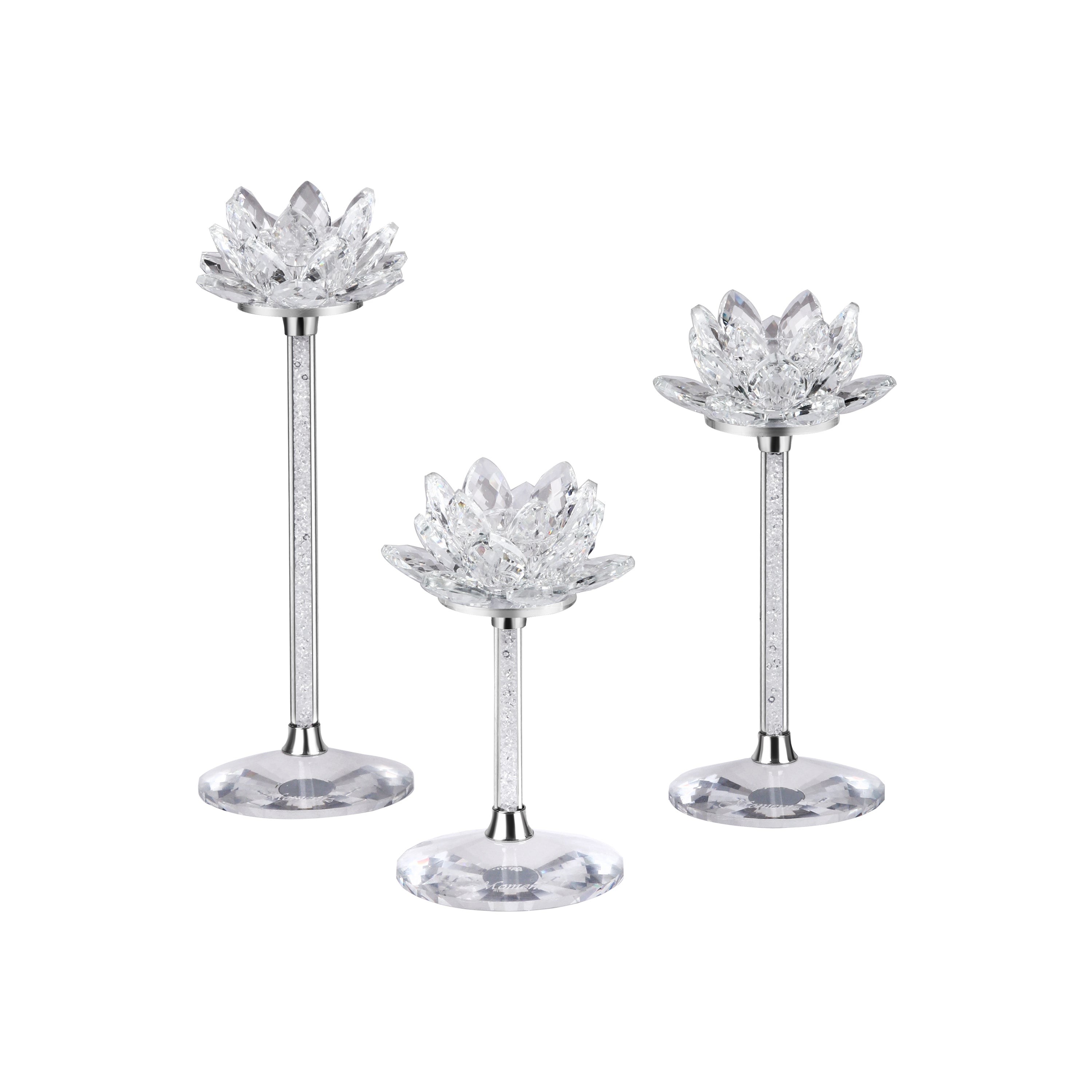 Set of 3 Crystal Flower Candle Holder