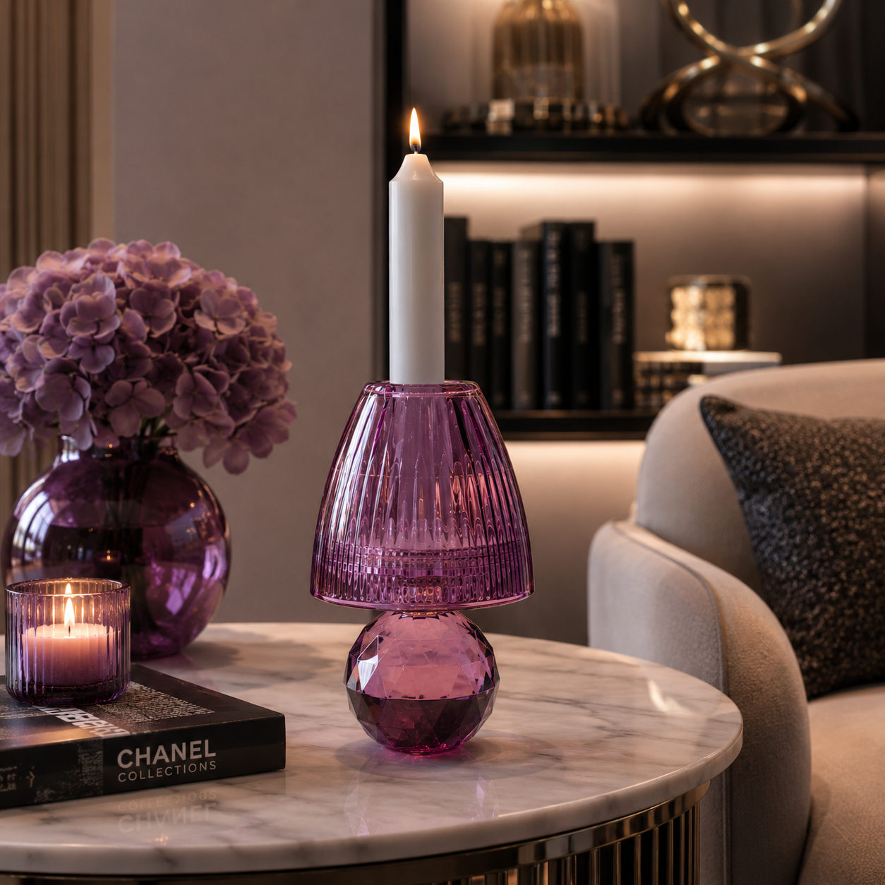 Crystal Lamp-Shaped Candle Stand