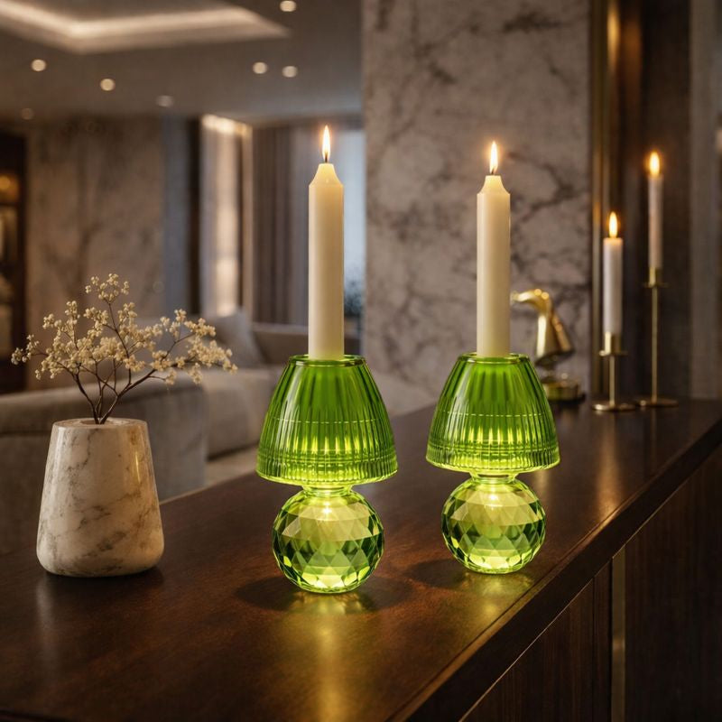 Set of 2 Crystal Candle Holder