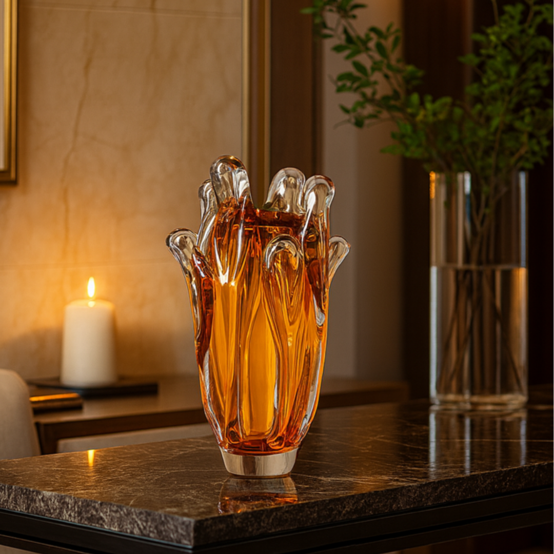 Crystal Swirl Vase Amber Small