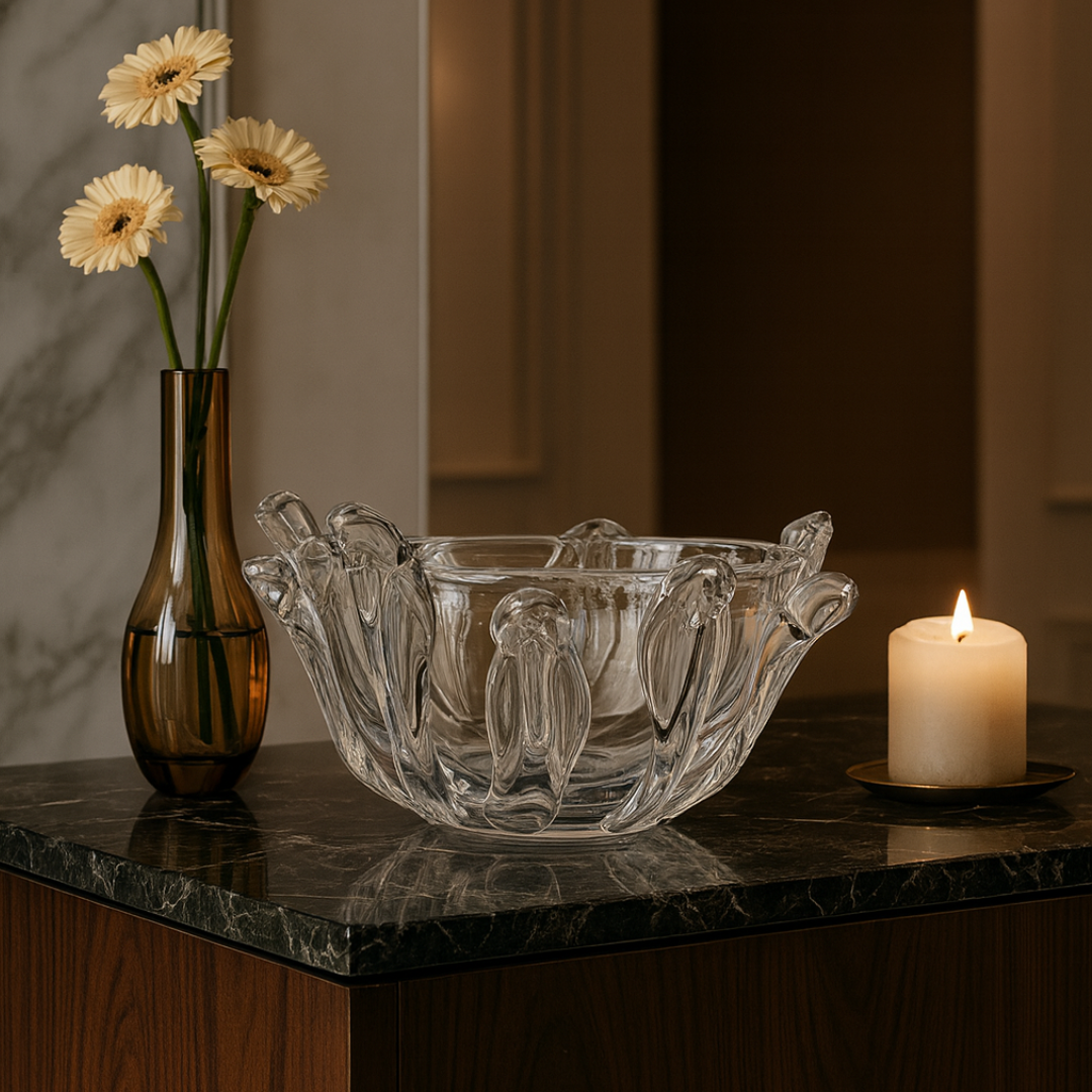 Crystal Swirl Bowl Amber